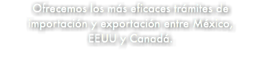 Ofrecemos los más eficaces trámites de importación y exportación entre México, EEUU y Canadá.