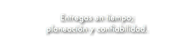 &nbsp;Entregas en tiempo; planeación y confiabilidad.