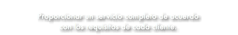 &nbsp;Proporcionar un servicio completo de acuerdo con los requisitos de cada cliente.